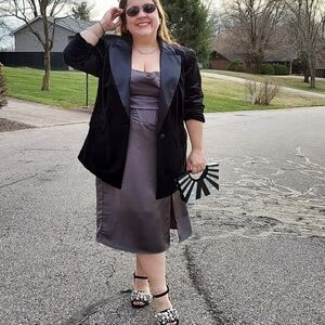 Eloquii Gray Satin Corset Slip Dress Sz 14